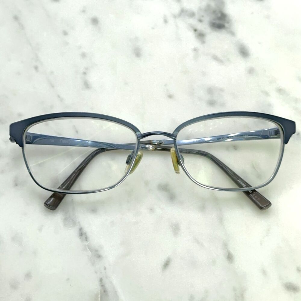 Flexon Gloria 412 Navy Etched Design Temples Eyeglasses Frames Only 54-17-135
